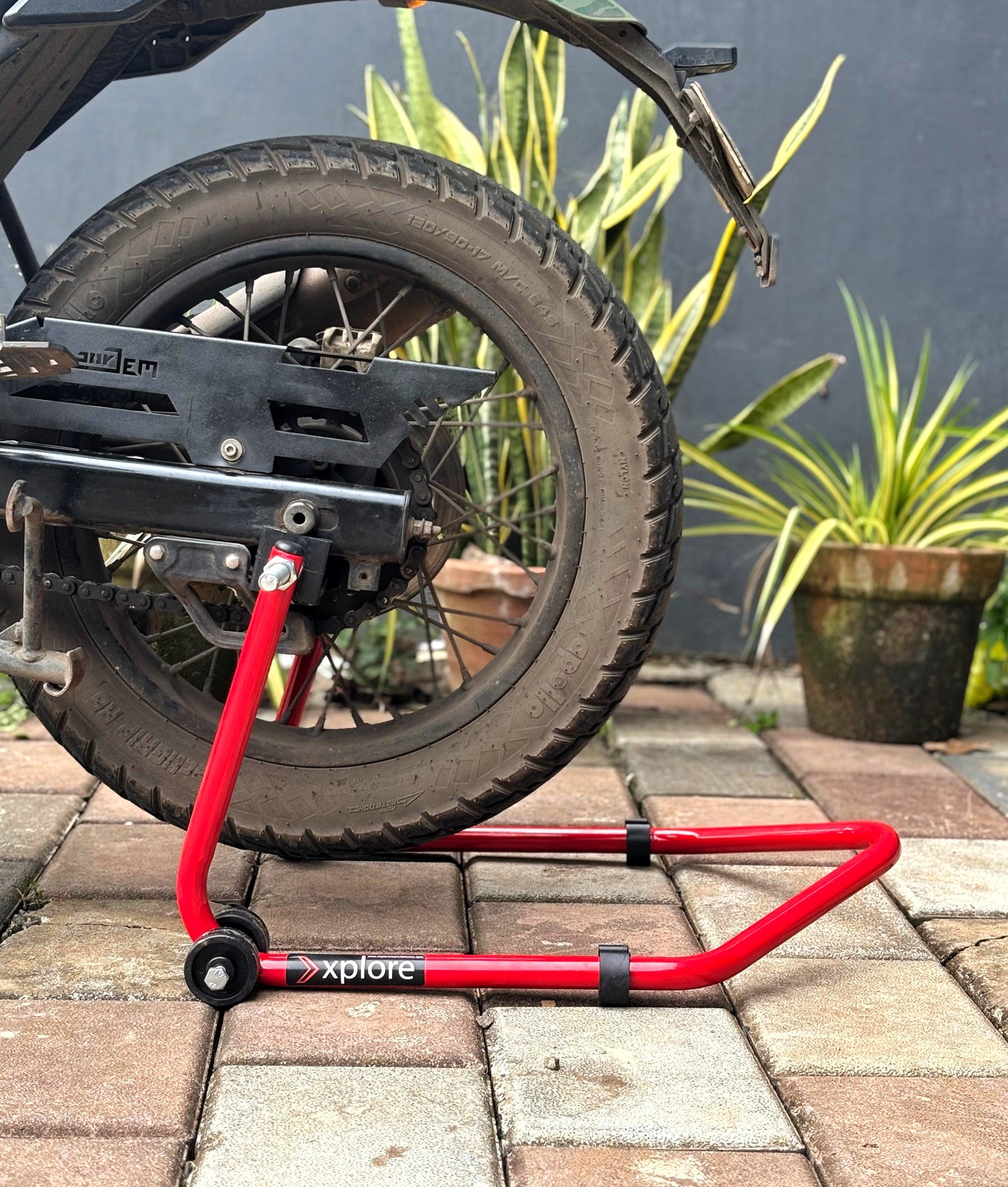 Explore Single Frame High Quality Universal Paddock Stand With Swingarm L Supports For All Bikes Upto 300kg Weight (Lifetime Spare Parts Replacement Availability & 5 Years Frame Warranty