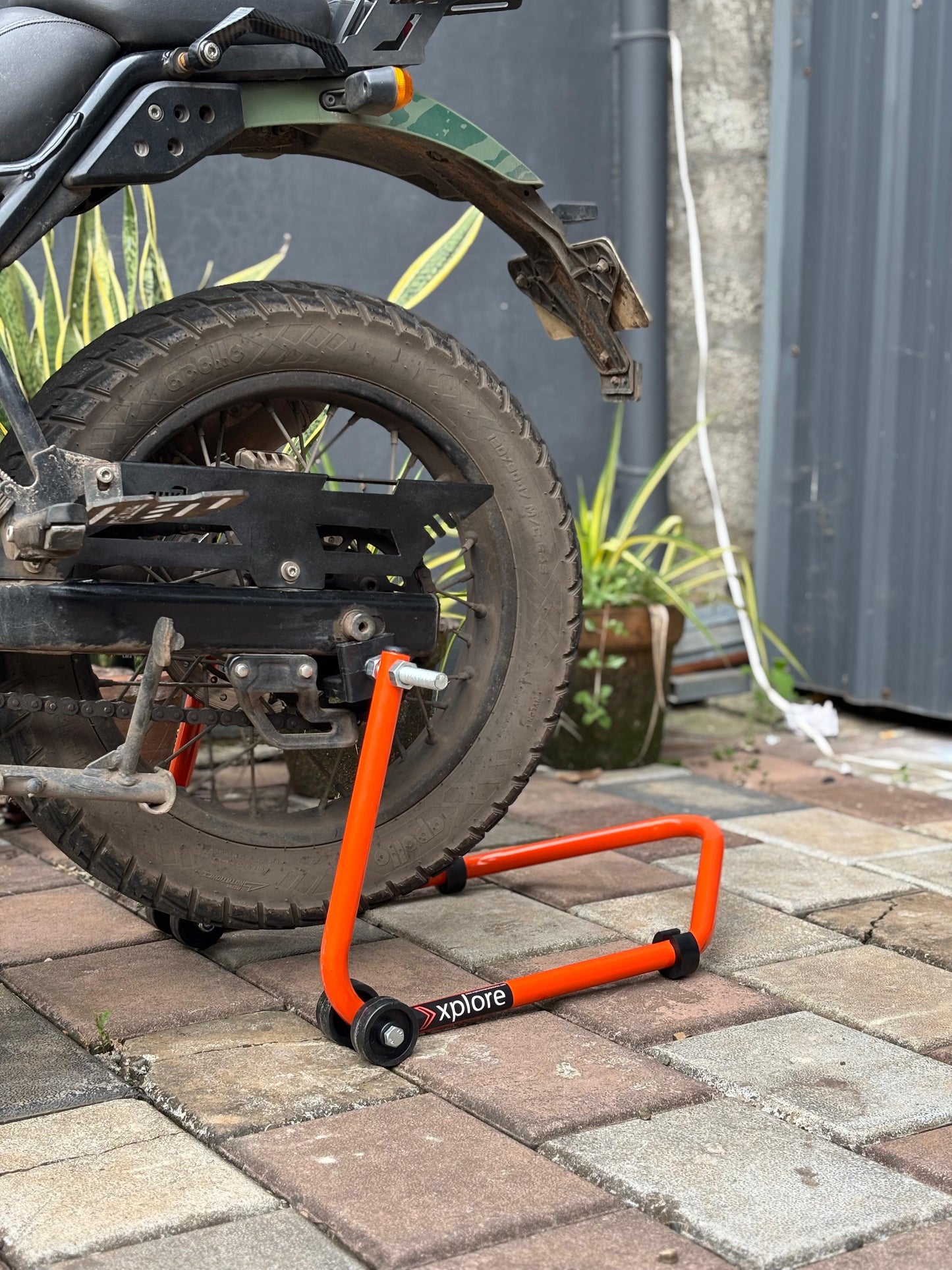 Explore Single Frame High Quality Universal Paddock Stand With Swingarm L Supports For All Bikes Upto 300kg Weight (Lifetime Spare Parts Replacement Availability & 5 Years Frame Warranty