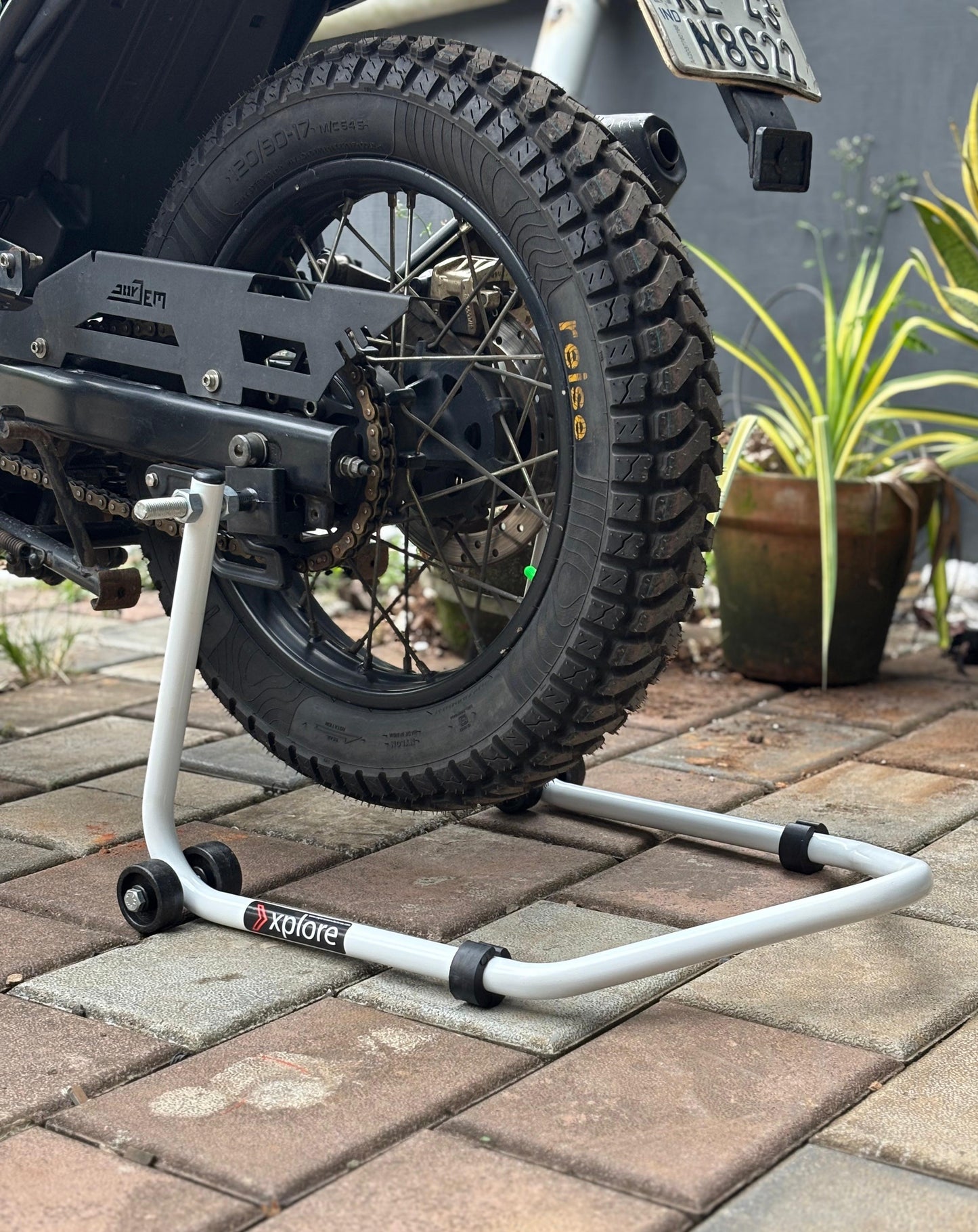 Explore Single Frame High Quality Universal Paddock Stand With Swingarm L Supports For All Bikes Upto 300kg Weight (Lifetime Spare Parts Replacement Availability & 5 Years Frame Warranty